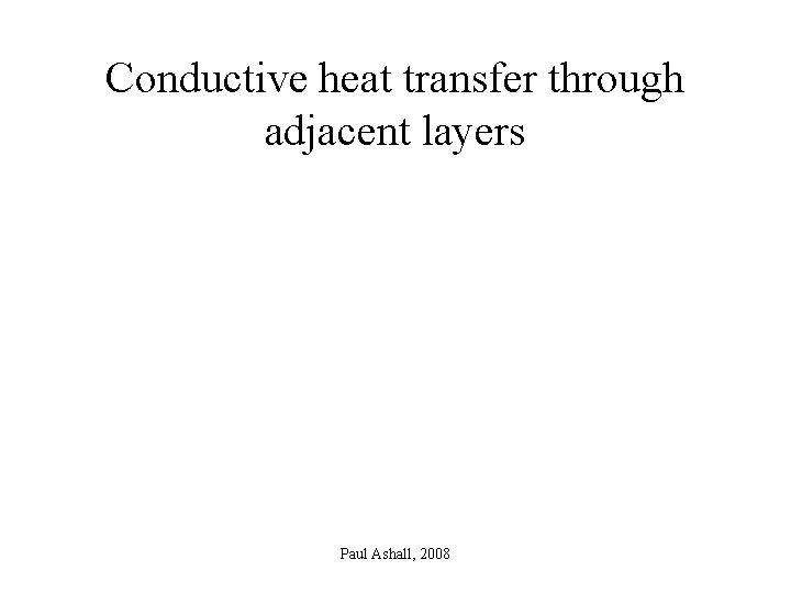 Conductive heat transfer through adjacent layers Paul Ashall, 2008 
