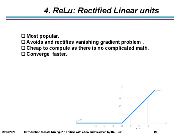 4. Re. Lu: Rectified Linear units q Most popular. q Avoids and rectifies vanishing