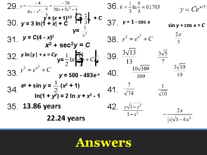 29. 36. y = (x + 1)3/2 30. y = 3 ln|1 + x|