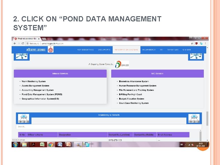 2. CLICK ON “POND DATA MANAGEMENT SYSTEM” 