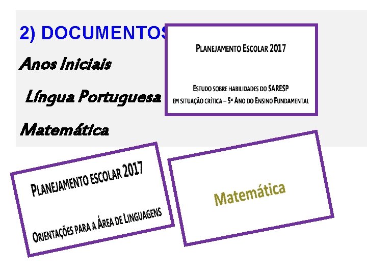 2) DOCUMENTOS Anos Iniciais Língua Portuguesa Matemática 
