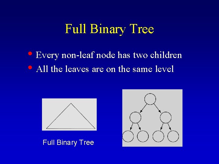 Full Binary Tree • Every non-leaf node has two children • All the leaves