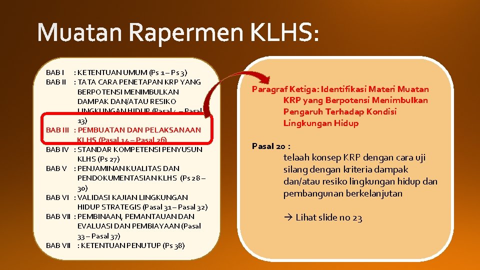 BAB I : KETENTUAN UMUM (Ps 1 – Ps 3) BAB II : TATA