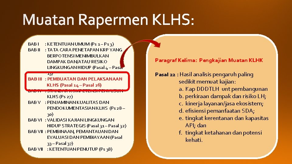 BAB I : KETENTUAN UMUM (Ps 1 – Ps 3) BAB II : TATA