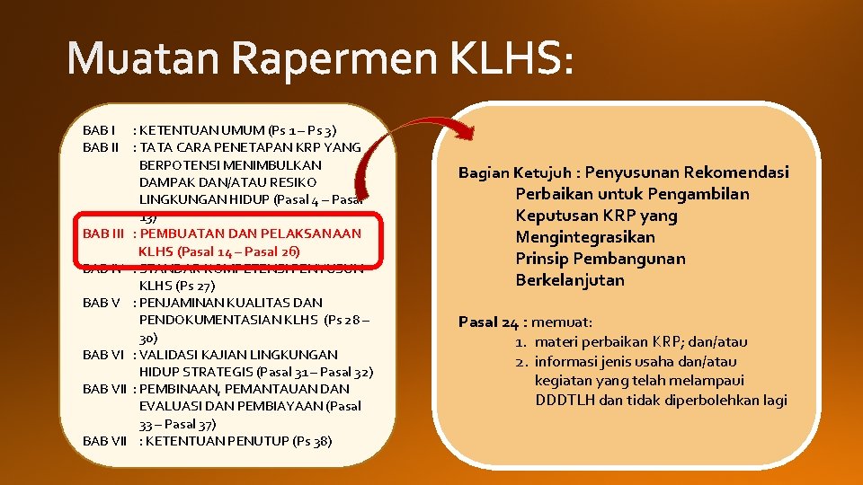 BAB I : KETENTUAN UMUM (Ps 1 – Ps 3) BAB II : TATA