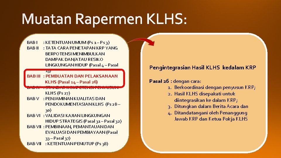 BAB I : KETENTUAN UMUM (Ps 1 – Ps 3) BAB II : TATA