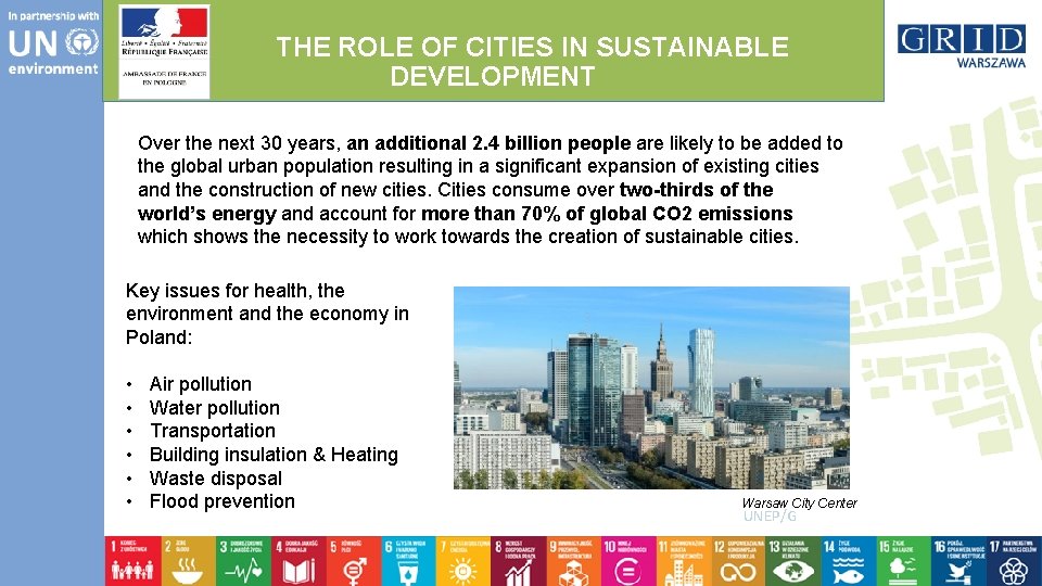 THE ROLE OF CITIES IN SUSTAINABLE DEVELOPMENT Over the next 30 years, an additional