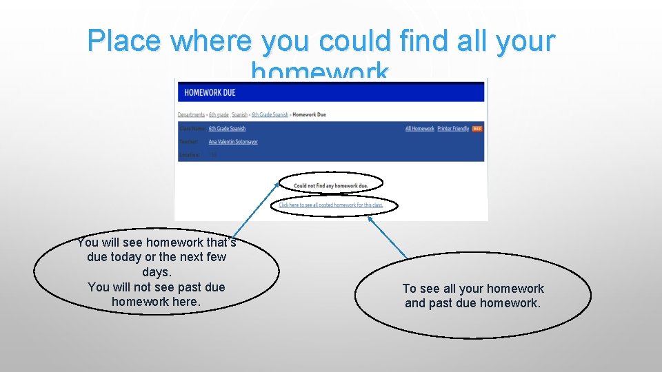 Place where you could find all your homework You will see homework that’s due
