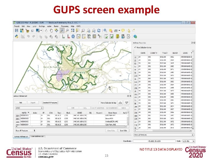 GUPS screen example NO TITLE 13 DATA DISPLAYED 15 