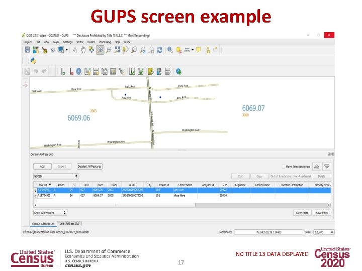 GUPS screen example Non-Title 13 Example NO TITLE 13 DATA DISPLAYED 17 