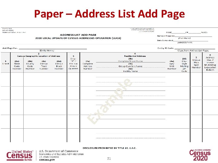 Ex am pl e Paper – Address List Add Page 21 