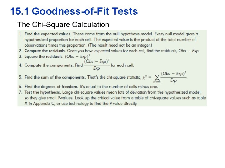 15. 1 Goodness-of-Fit Tests The Chi-Square Calculation 