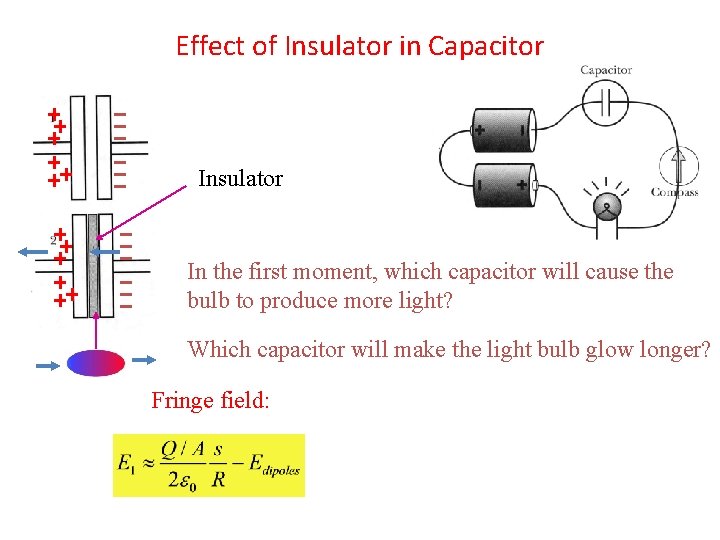 Effect of Insulator in Capacitor Insulator In the first moment, which capacitor will cause