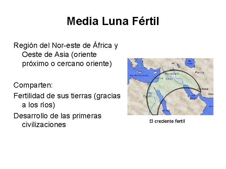 Media Luna Fértil Región del Nor-este de África y Oeste de Asia (oriente próximo