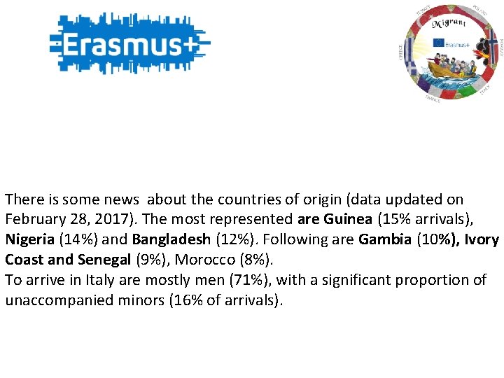 There is some news about the countries of origin (data updated on February 28,
