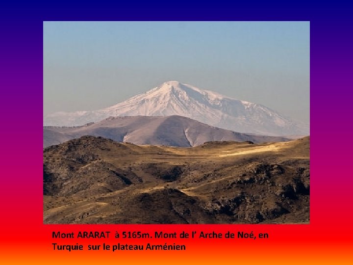 Mont ARARAT à 5165 m. Mont de l’ Arche de Noé, en Turquie sur