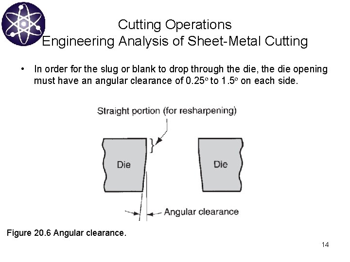 Cutting Operations Engineering Analysis of Sheet-Metal Cutting • In order for the slug or