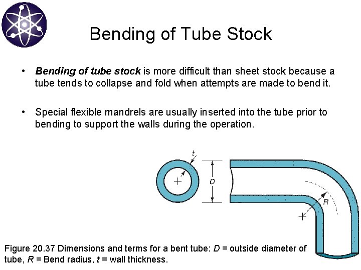 Bending of Tube Stock • Bending of tube stock is more difficult than sheet