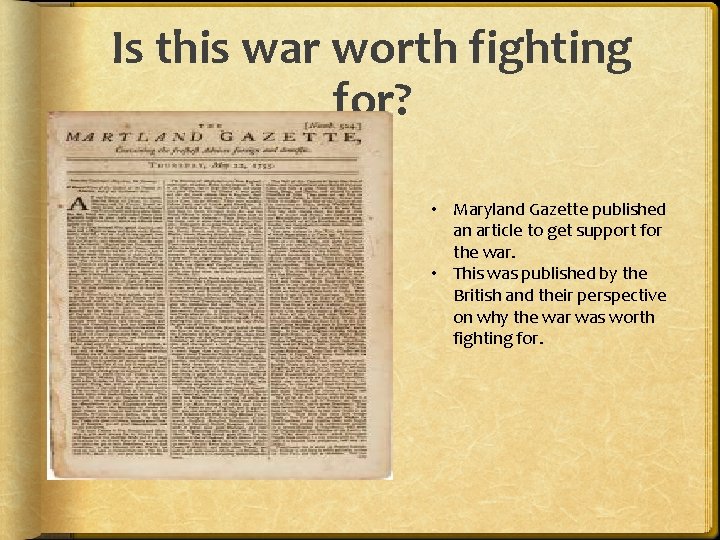 Is this war worth fighting for? • Maryland Gazette published an article to get Is this war worth fighting for? • Maryland Gazette published an article to get