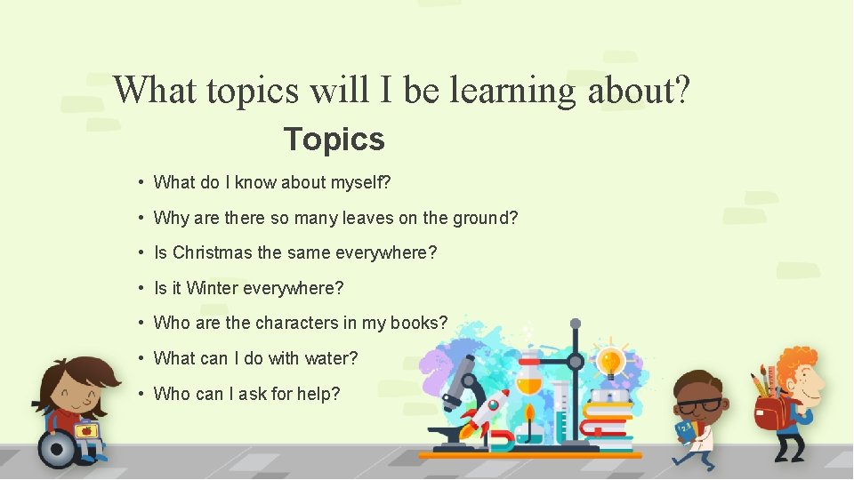 What topics will I be learning about? Topics • What do I know about