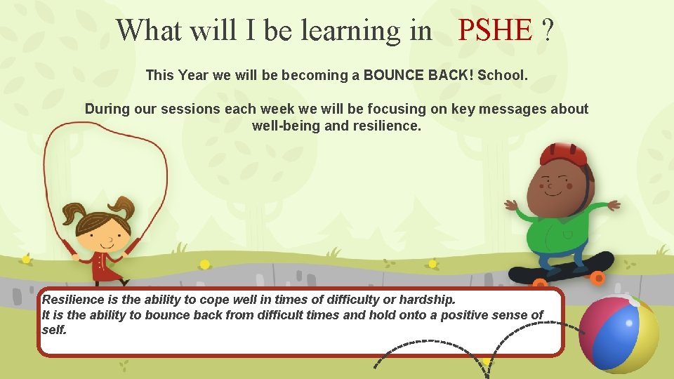 What will I be learning in PSHE ? This Year we will be becoming