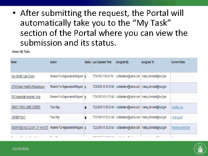 • After submitting the request, the Portal will automatically take you to the • After submitting the request, the Portal will automatically take you to the