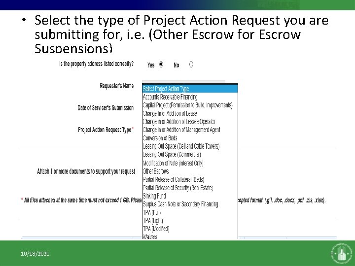 • Select the type of Project Action Request you are submitting for, i. • Select the type of Project Action Request you are submitting for, i.