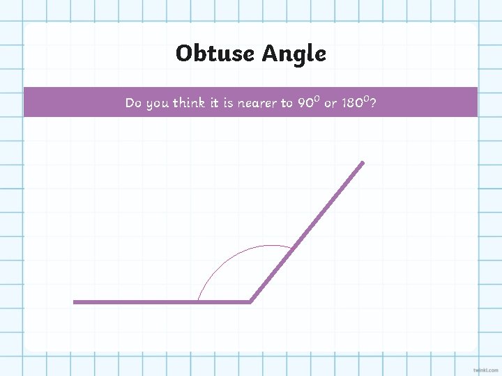 Obtuse Angle Do you think it is nearer to 90⁰ or 180⁰? 