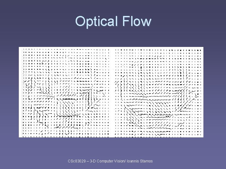 Optical Flow CSc 83029 – 3 -D Computer Vision/ Ioannis Stamos Optical Flow CSc 83029 – 3 -D Computer Vision/ Ioannis Stamos