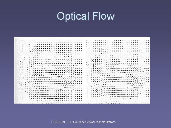 Optical Flow CSc 83029 – 3 -D Computer Vision/ Ioannis Stamos Optical Flow CSc 83029 – 3 -D Computer Vision/ Ioannis Stamos