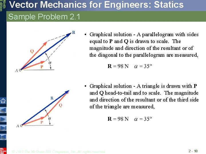 Ninth Edition Vector Mechanics for Engineers: Statics Sample Problem 2. 1 • Graphical solution