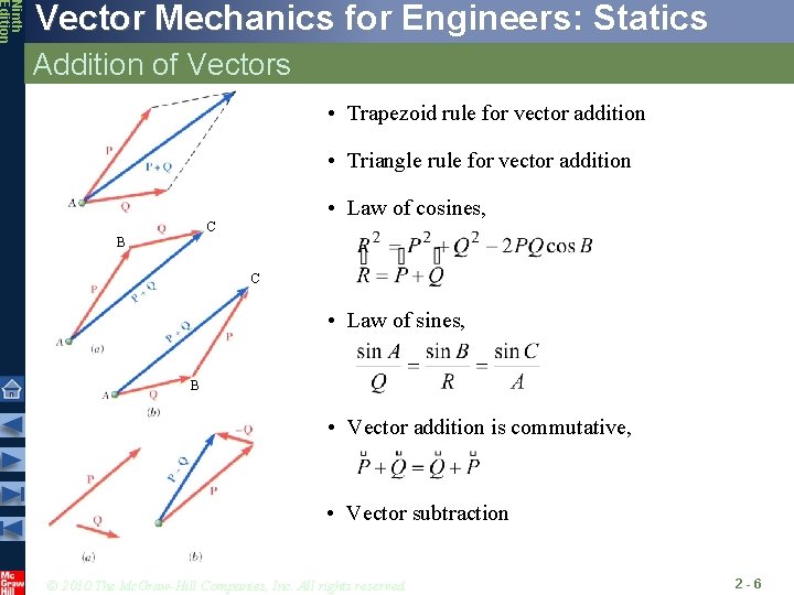 Ninth Edition Vector Mechanics for Engineers: Statics Addition of Vectors • Trapezoid rule for