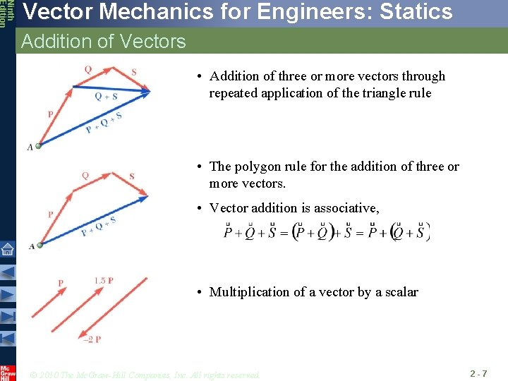 Ninth Edition Vector Mechanics for Engineers: Statics Addition of Vectors • Addition of three