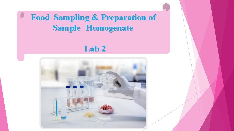 Food Sampling & Preparation of Sample Homogenate Lab 2 