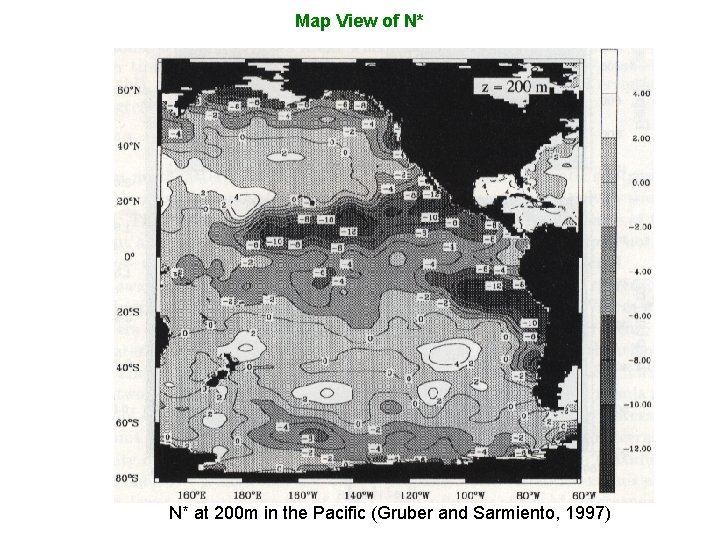 Map View of N* N* at 200 m in the Pacific (Gruber and Sarmiento,