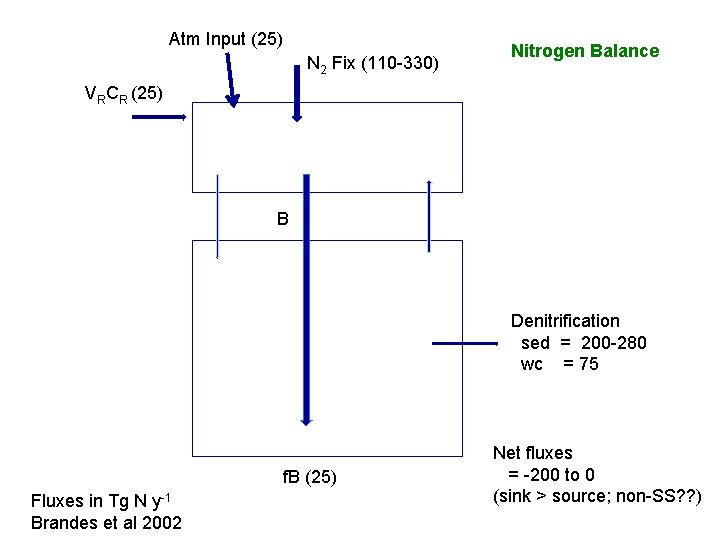 Atm Input (25) N 2 Fix (110 -330) Nitrogen Balance VRCR (25) B Denitrification