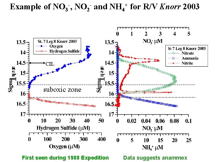 Example of NO 3 -, NO 2 - and NH 4+ for R/V Knorr