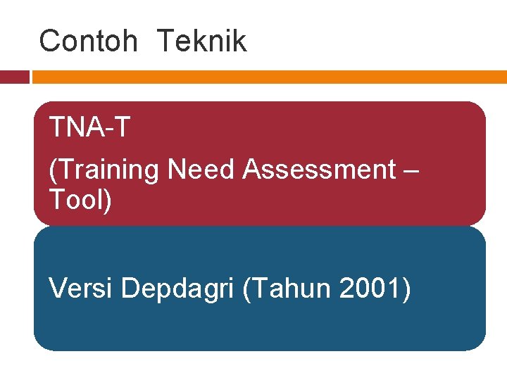 Contoh Teknik TNA-T (Training Need Assessment – Tool) Versi Depdagri (Tahun 2001) 