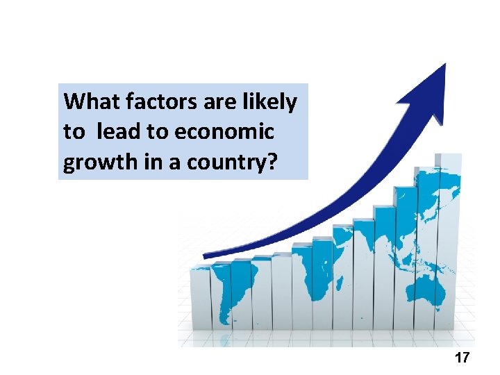 What factors are likely to lead to economic growth in a country? 17 