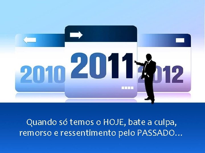 Quando só temos o HOJE, bate a culpa, remorso e ressentimento pelo PASSADO… 