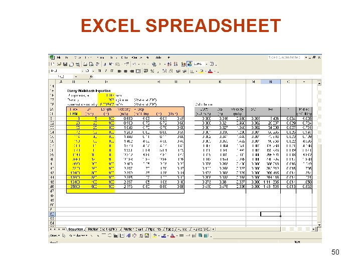 EXCEL SPREADSHEET 50 