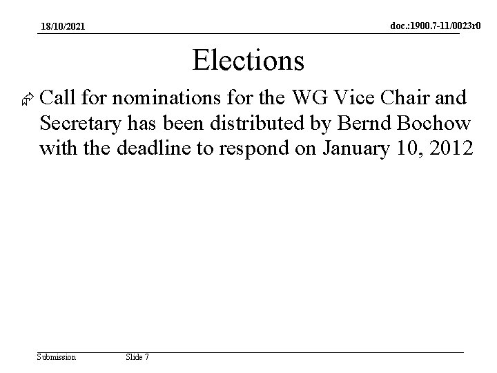 doc. : 1900. 7 -11/0023 r 0 18/10/2021 Elections Call for nominations for the