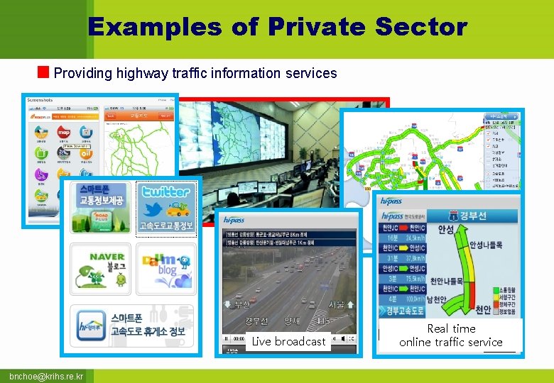 Examples of Private Sector Providing highway traffic information services Live broadcast bnchoe@krihs. re. kr