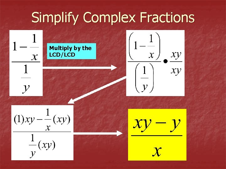 Simplify Complex Fractions Multiply by the LCD/LCD 