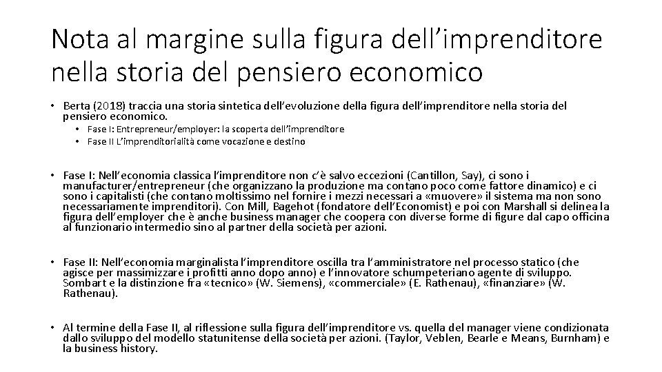 Nota al margine sulla figura dell’imprenditore nella storia del pensiero economico • Berta (2018)