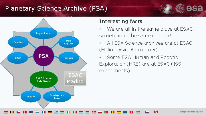 Planetary Science Archive (PSA) Interesting facts • We are all in the same place