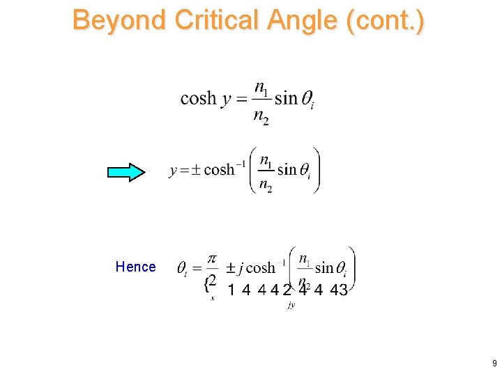 Beyond Critical Angle (cont. ) Hence 9 