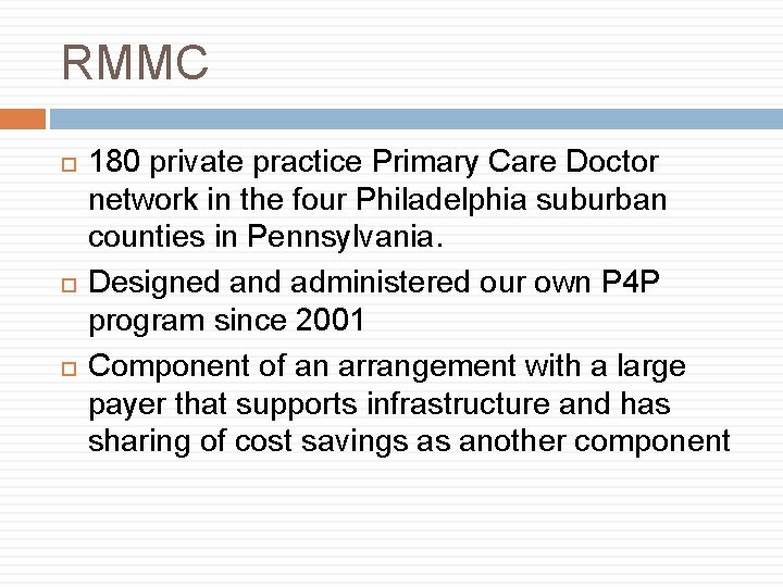 RMMC 180 private practice Primary Care Doctor network in the four Philadelphia suburban counties