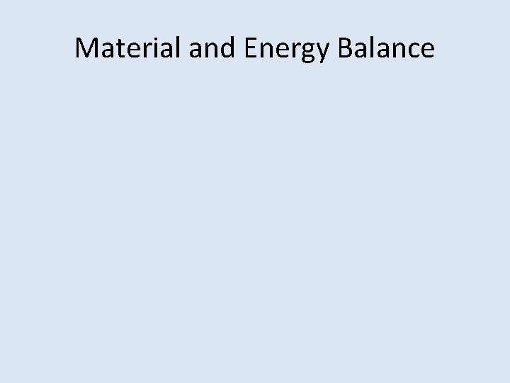 Material and Energy Balance 