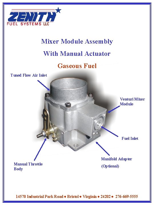 Mixer Module Assembly With Manual Actuator Gaseous Fuel Tuned Flow Air Inlet Venturi Mixer Mixer Module Assembly With Manual Actuator Gaseous Fuel Tuned Flow Air Inlet Venturi Mixer